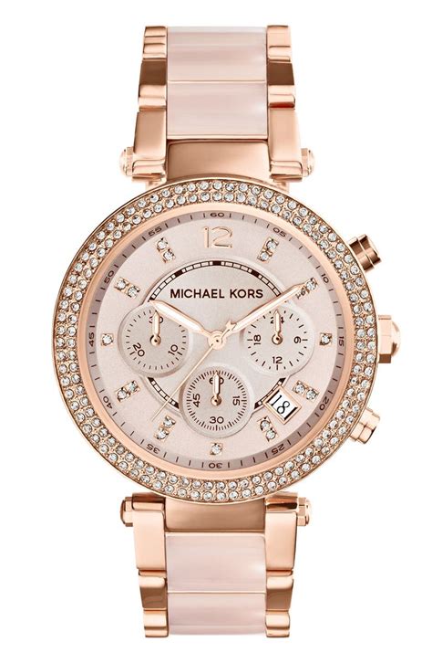 michael kors parker blush acetate link chronograph watch 39mm|michael kors parker.